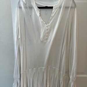 Free People White Tunic Dress with Buttons